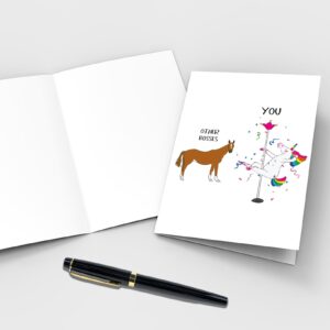 Qiliji Funny Unicorn Boss Card, Boss Day Card for Boss Men Women, Boss Birthday Card, Boss Appreciation Card, Boss Gift for Him Her, Pole Dancing Boss Card