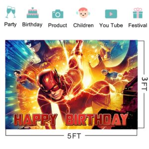 The Flash Backdrop for Birthday Party Decorations Hero Background for Baby Shower Party Cake Table Decorations Supplies Superhero The Flash Theme Banner 5x3ft