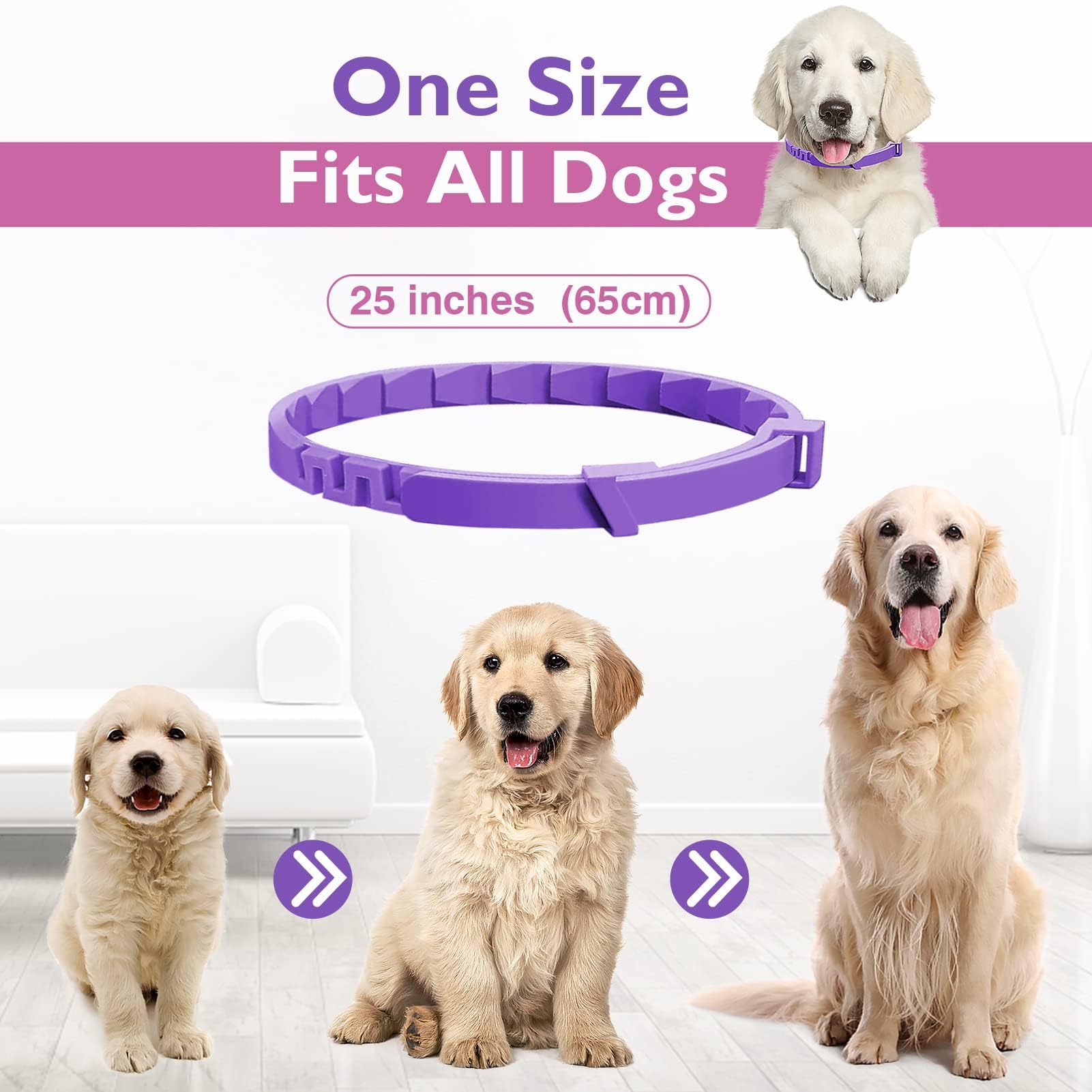 Dog Calming Pheromone Collar Set of 3,Relieves Anxiety,Keeps Dog Quiet,Foldable Collar