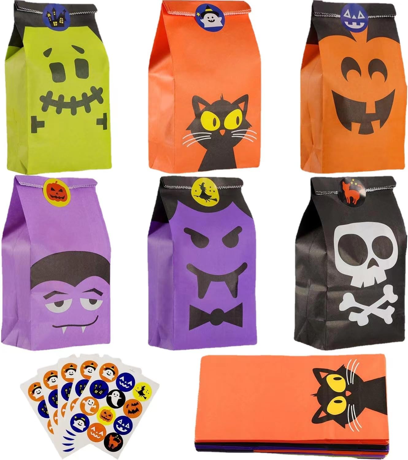 yinupet 40 pack of Halloween Treats bags Halloween paper candy bags gift bags (Colorful01)