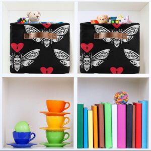 Sletend Foldable Cube Storage Bin Gothic Skull Butterfly Large Capacity Storage Basket with Double Handle Closet Organizer for Shelves Printed Storage Basket