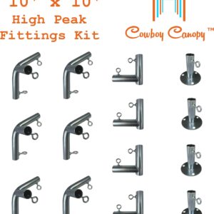 10' x 10' High Peak Canopy Fittings, DIY RV & Boat Carport, Party Tent, 1" EMT Metal Frame Parts