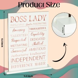 B1ykin Boss Lady Gifts for Women Table Topper Decoration, Rose Gold Boss Lady Centerpiece Women Boss Removable Wooden Freestanding Decor, Appreciation Gifts For Boss Office Female Leaders