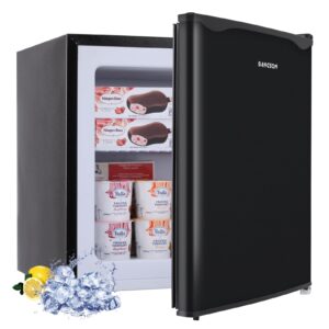 bangson upright freezer,1.1cu.ft mini freezer with removable shelf, single door compact mini freezer, small freezer for home/dorms/apartment/office (black)