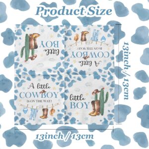 Cowboy Baby Shower Decorations-40pcs Little Cowboy Baby Shower Napkins, Blue Disposable Little Cowboy is on the Way Paper Napkins for Boys Cowboy Baby Shower Birthday Party Decorations