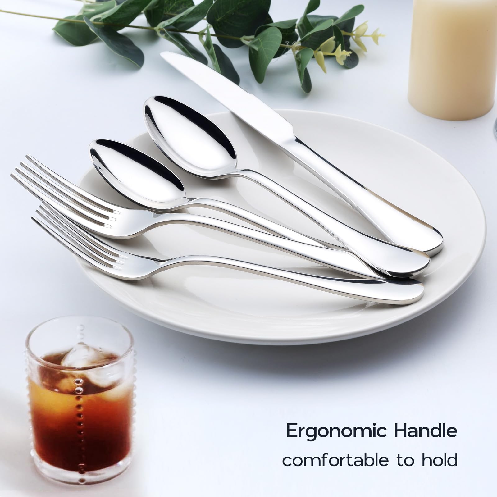 Onader 60-Piece 18/10 Silverware Set Stainless Steel Flatware Cutlery Set for 12