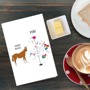 Qiliji Funny Unicorn Boss Card, Boss Day Card for Boss Men Women, Boss Birthday Card, Boss Appreciation Card, Boss Gift for Him Her, Pole Dancing Boss Card