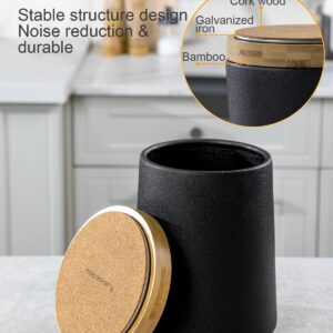 Nucookery 360° Rotating Utensils Holder, 8.2" Extra High Large Ceramic Kitchen Utensil Holder with Countertop-Protection Cork Bottom, Farmhouse Kitchen Decor for Counter (Stone Black)