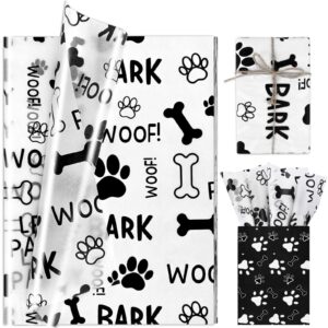 100 sheets 20 * 14 inches dog paw print tissue paper, puppy paws gift wrap tissue, let's pawty woof bark pattern tissue paper for gift wrapping for birthday baby shower diy craft