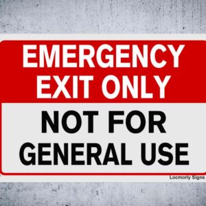 Locmorly Emergency Exit Only Not for General Use Sign, 8x12 Inch, No Trespassing Aluminum Sign