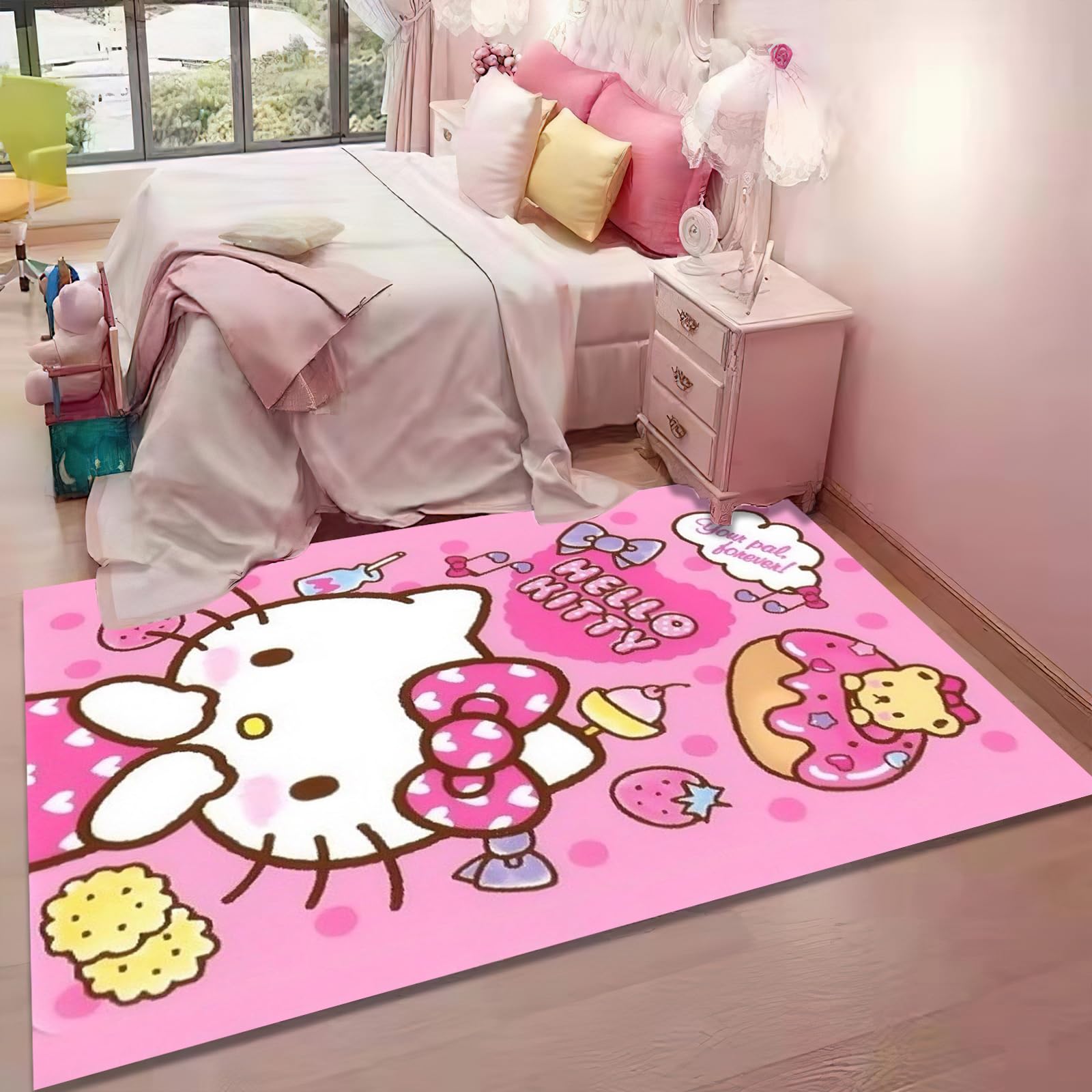 Anime Kawaii Kitty Rug Anime Carpet Cute Rugs for Bedroom Aesthetic Soft Carpet Decorative Rug for Indoor Outdoor 62 * 39in (4)