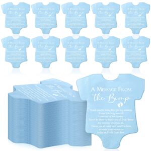 colarr 100 pcs small baby shower napkins bodysuit shape gender reveal decorations party napkins a message from the bump cocktail disposable paper napkins for baby shower thank you gift (blue)