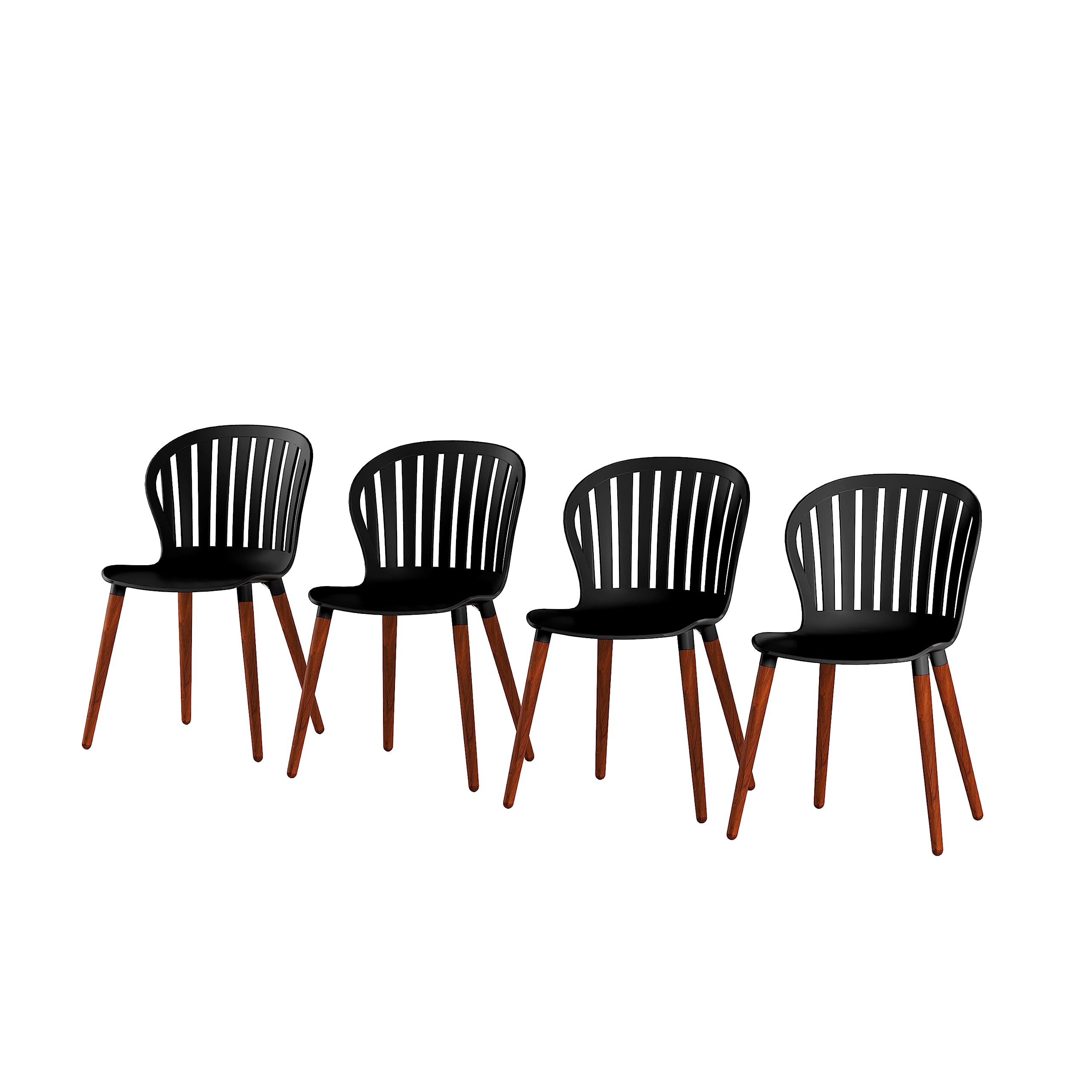 Amazonia | Ideal for Patio and Outdoors, Black Beira 4-Piece Dining Chairs | Eucalyptus Wood