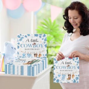 Cowboy Baby Shower Decorations-40pcs Little Cowboy Baby Shower Napkins, Blue Disposable Little Cowboy is on the Way Paper Napkins for Boys Cowboy Baby Shower Birthday Party Decorations