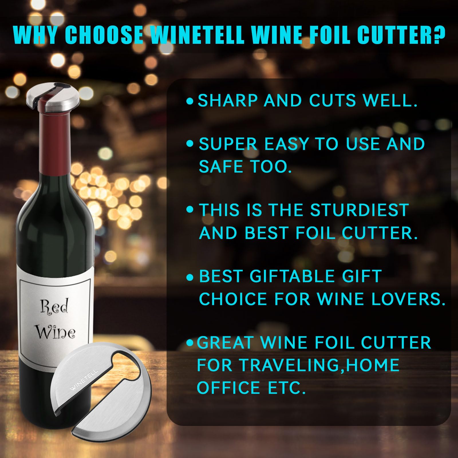 Wine Foil Cutter-Premium Stainless Steel Wine Foil Cutter Tool-Foil Cutter for Wine Bottles-Wine Foil Cutter Opener Neck Label Remover-Wine Top Seal Cutter-Wine Bottle Foil Cutter Opener