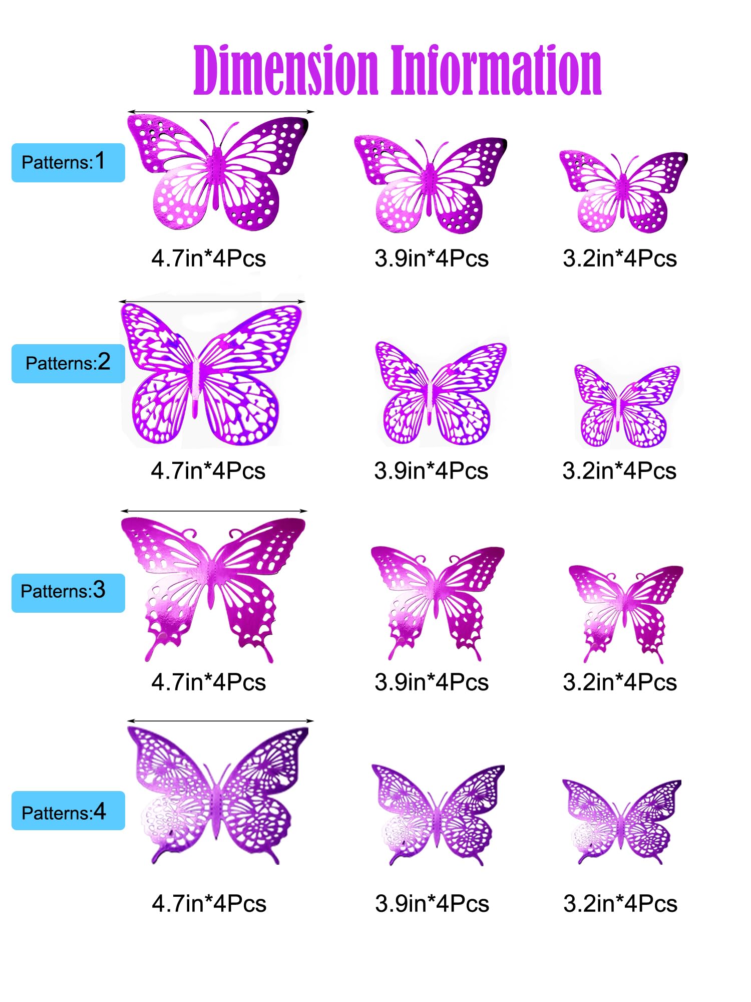 JOSDIOX Butterfly Pale Plum48 Decorative Wall Stickers, 48pcs Metallic Cardboard Butterflies, 3D Party Decorations, Bedroom Living Room Dining Room Wall Decor