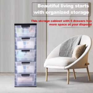 LYNICESHOP Foldable Clothes Organizer with 5 Drawers, Stackable Vertical Clothes Storage Box PP Plastic Storage Cabinet Plastic Storage Drawers Shelf Storage Container Plastic Storage Containers