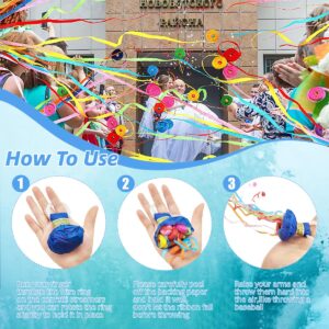 20 Pack No Mess Streamers,Colorful No Mess Paper Crackers,Hand Throw Confetti Streamer for Birthday,Wedding,Party,Celebrations,Retirement Party (Blue)