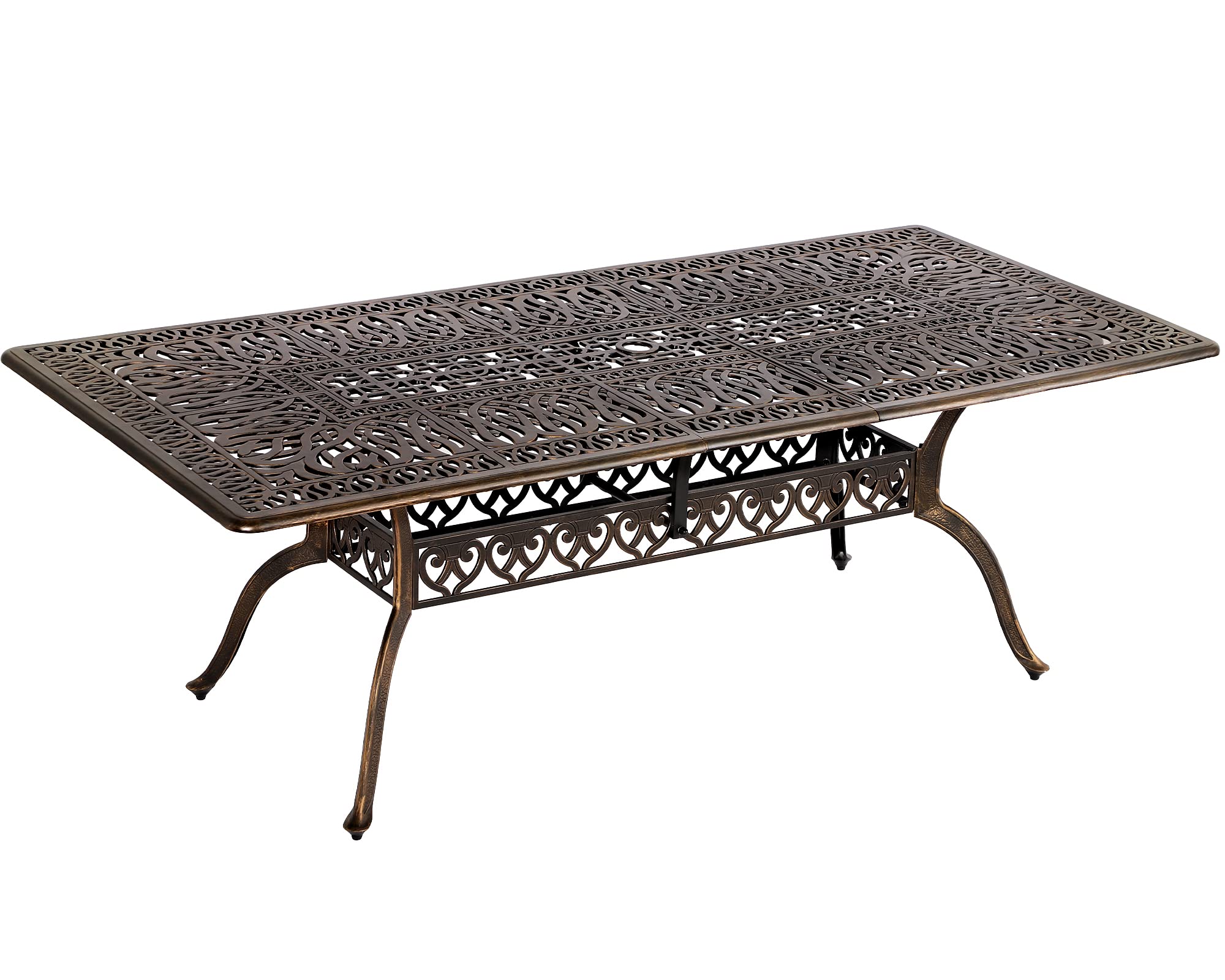 TITIMO 87'' Patio Dining Table, Cast Aluminum Outdoor Rectangle Dining Table, Weather-Resistant Table with 2" Umbrella Hole, Lawn Backyard Garden