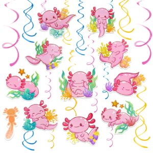 30 pcs axolotl hanging swirls party decorations axolotl birthday party spiral decor supplies ceiling decorations for boys girls axolotl fans