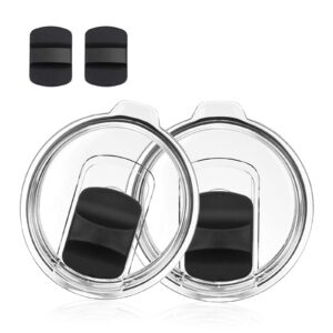 (pack of 2) 20 oz magnetic tumbler lid - fits 20 oz tumbler lid replacement lids compatible for yeti 20 oz tumbler, 10/24 oz mug and 10 oz lowball- replacement magnetic slider/cover - black