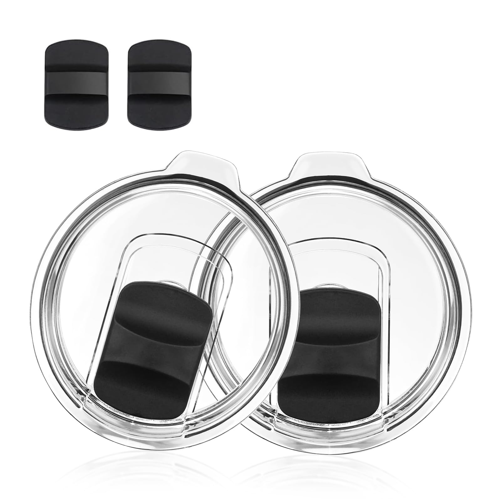 (Pack of 2) 20 oz Magnetic Tumbler Lid - Fits 20 oz Tumbler Lid Replacement Lids Compatible for YETI 20 oz Tumbler, 10/24 oz Mug and 10 oz Lowball- Replacement Magnetic Slider/Cover - Black