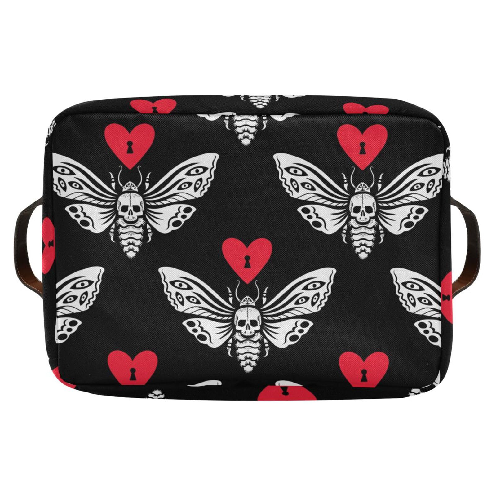 Sletend Foldable Cube Storage Bin Gothic Skull Butterfly Large Capacity Storage Basket with Double Handle Closet Organizer for Shelves Printed Storage Basket