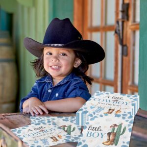 Cowboy Baby Shower Decorations-40pcs Little Cowboy Baby Shower Napkins, Blue Disposable Little Cowboy is on the Way Paper Napkins for Boys Cowboy Baby Shower Birthday Party Decorations