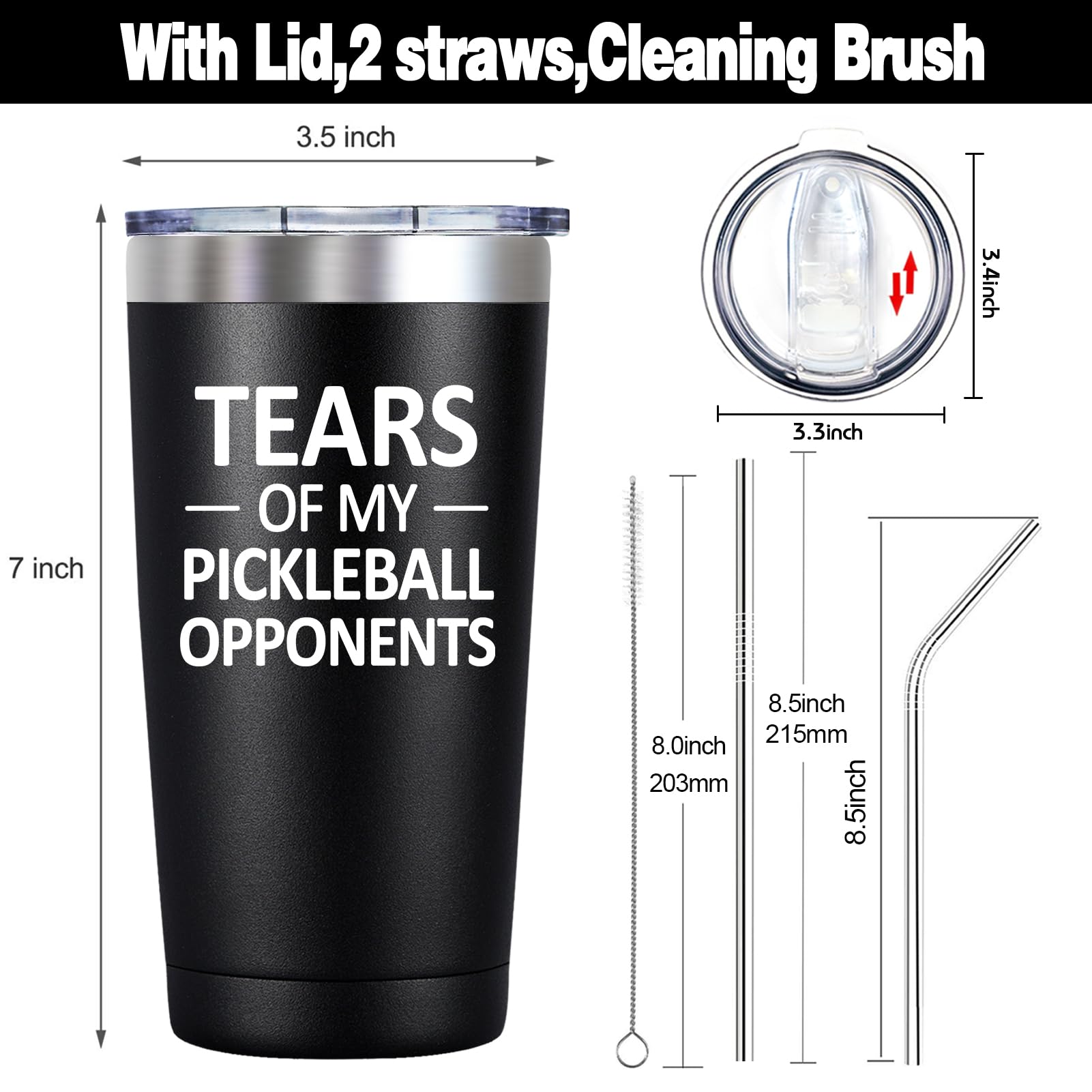 SpenMeta Pickleball Gifts for Men - Gifts for Pickleball Lovers - Tears of My Pickleball Opponents - Funny Birthday, Christmas Gifts for Pickleball Player - 20oz Pickleball Tumbler