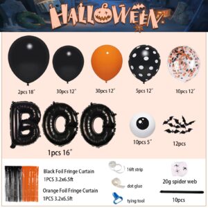 AIBIIN 116 Halloween Party Balloons Halloween Balloon Arch Garland Kit Black Orange Confetti Balloons Orange Black Foil Fringe Curtain Halloween Spooky Boo Birthday Baby Shower Party Balloons Supplies