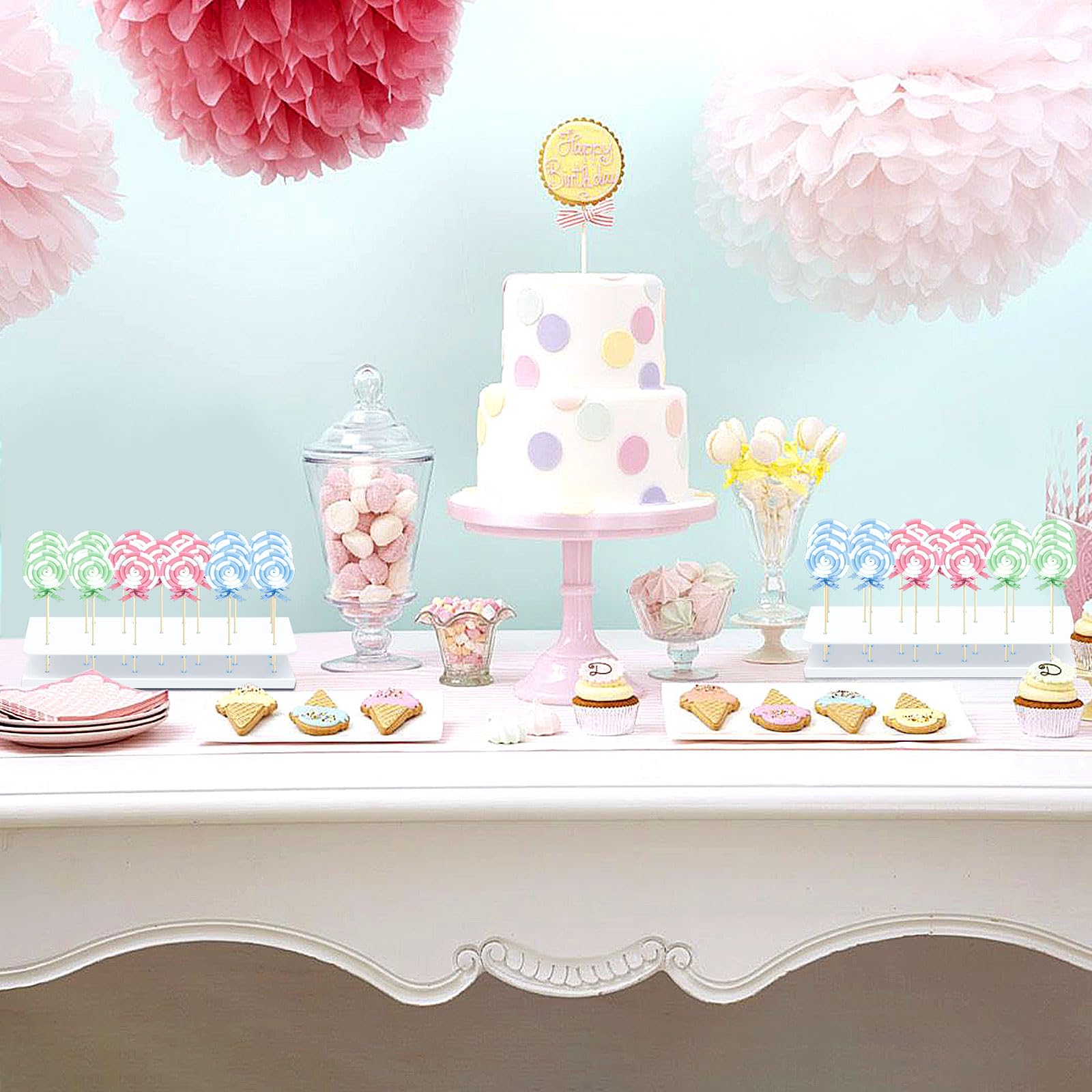 12 Pcs Cupcake Stand White Dessert Table Display Set 4 Pcs 3 Tier Plastic Cake Stand Holder 6 Pcs Dessert Serving Tray 1 Pc Cake Pop Stand Cookie Platter Rack Tower for Tea Party Wedding Baby Shower