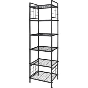 giotorent 6-wire standing storage shelf, metal shelving unit pantry rack for laundry kitchen bathroom organizer(black)