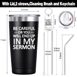 SpenMeta Pastor Appreciation Gifts for Men - Be Careful or You Will End up in My Sermon - Christmas, Birthday Gifts Ideas for Pastor - 20oz Pastor Tumbler