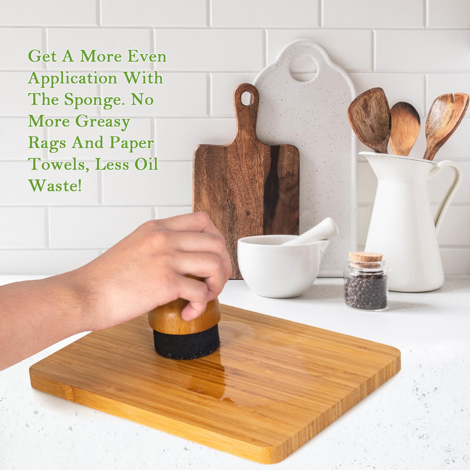 Cutting Board Oil Wax Applicator, Butcher Blocks Oil Cream Wood Applicator for Food Grade Mineral Oil, Countertops, and Bamboo Cutting Board, Wooden Utensils(Nature)