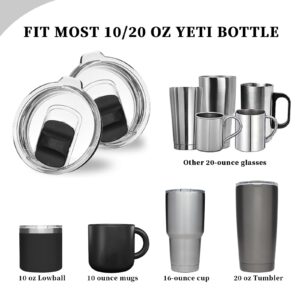 (Pack of 2) 20 oz Magnetic Tumbler Lid - Fits 20 oz Tumbler Lid Replacement Lids Compatible for YETI 20 oz Tumbler, 10/24 oz Mug and 10 oz Lowball- Replacement Magnetic Slider/Cover - Black