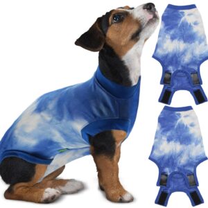 Sychien Dog Surgery Recovery Suit,Male Neuter Recovery Small Onesie Female Spay Cone Alternative Recovery Suit,Hoop & Loop Comfortable Surgical Bodysuit,Tie Dye Blue S