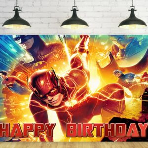 The Flash Backdrop for Birthday Party Decorations Hero Background for Baby Shower Party Cake Table Decorations Supplies Superhero The Flash Theme Banner 5x3ft