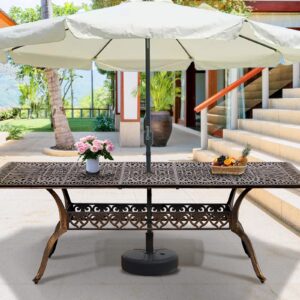 TITIMO 87'' Patio Dining Table, Cast Aluminum Outdoor Rectangle Dining Table, Weather-Resistant Table with 2" Umbrella Hole, Lawn Backyard Garden