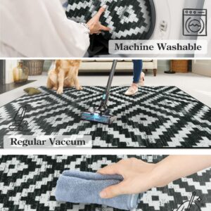 Lahome 2x5 Kitchen Runner Rugs Non Skid Washable, Black and White Hallway Runner Rug Non Slip Laundry Room Runner, Modern Moroccan Trellis Ultra-Thin Carpet Runner for Bedroom Bathroom Entryway