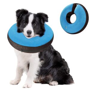 inflatable dog cone for dogs after surgery dog donut collar soft dog cone alternative recovery collar for dogs prevent pet bite licking scratching touching, help dog healing (l(neck:12"-18"))