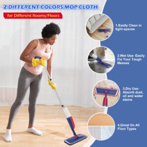 Wet Mops Dust Mops for Hardwood Floor Cleaning - MEXERRIS Spray Mops with 4X Reusable Washable Pads 2X Bottles Microfiber Wood Floor Mop Home Commercial Use for Hardwood Wood Laminate Ceramic Tiles