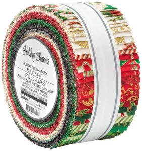 holiday charms holiday roll up 40 2.5-inch strips jelly roll robert kaufman fabrics ru-1173-40