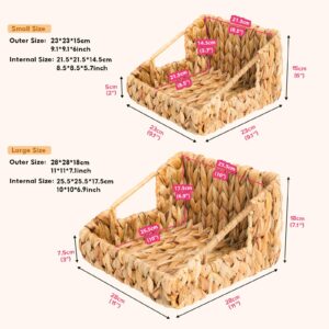 OEHID Small Wicker Baskets,Wicker Baskets for Storage, Water Hyacinth Storage Baskets, Pantry Baskets Woven Baskets for Shelves, Rattan Basket Wicker Storage Basket for Organizing with Handles, 2 Pack