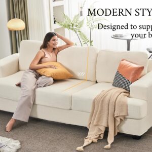 VanAcc Sofa, Comfy Sofa Couch with Extra Deep Seats, Modern Sofa- 3 Seater Sofa, Couch for Living Room Apartment Lounge, Offwhite Bouclé