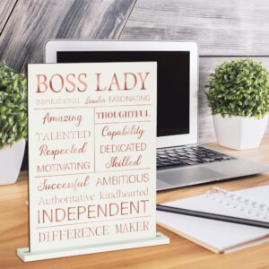 B1ykin Boss Lady Gifts for Women Table Topper Decoration, Rose Gold Boss Lady Centerpiece Women Boss Removable Wooden Freestanding Decor, Appreciation Gifts For Boss Office Female Leaders