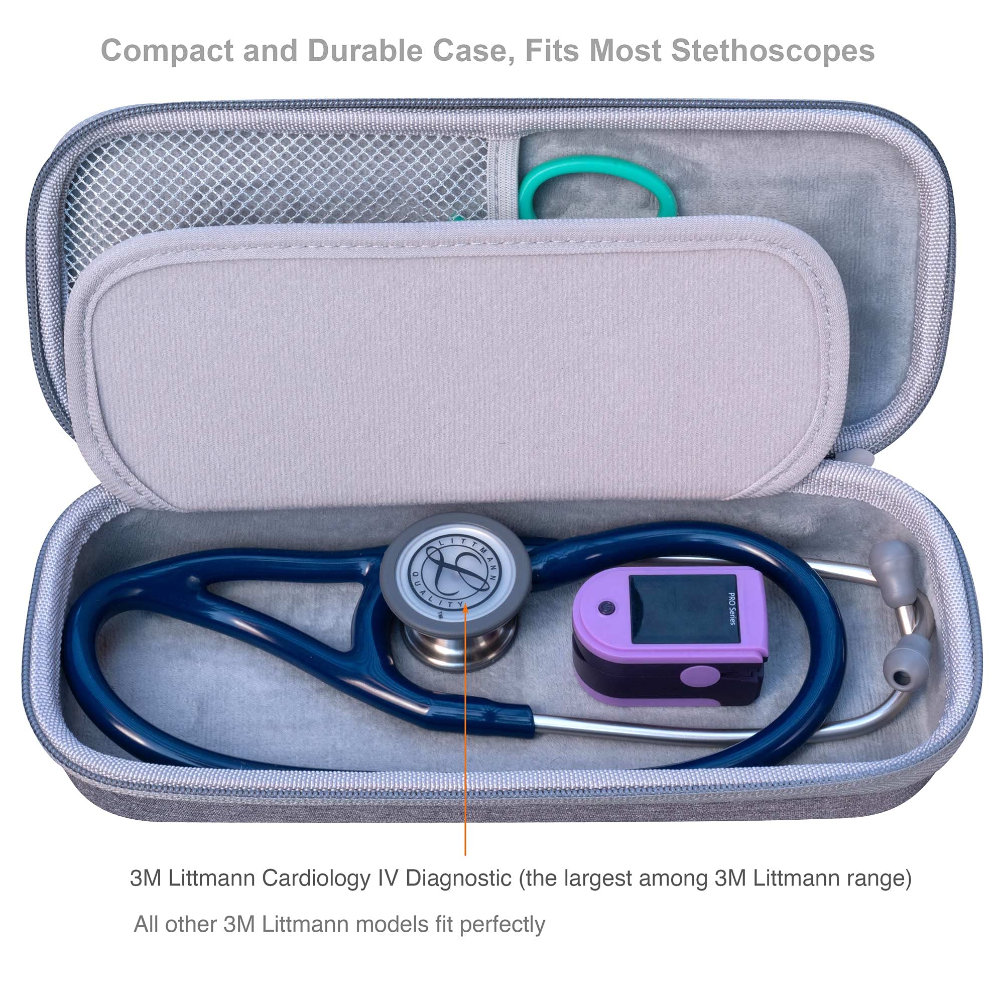 ButterFox Premium Stethoscope Case with Divider and ID Slot for 3M Littmann Classic III, Cardiology IV Diagnostic and More Stethoscopes with Pocket for Nurse Accessories (Grey 2)