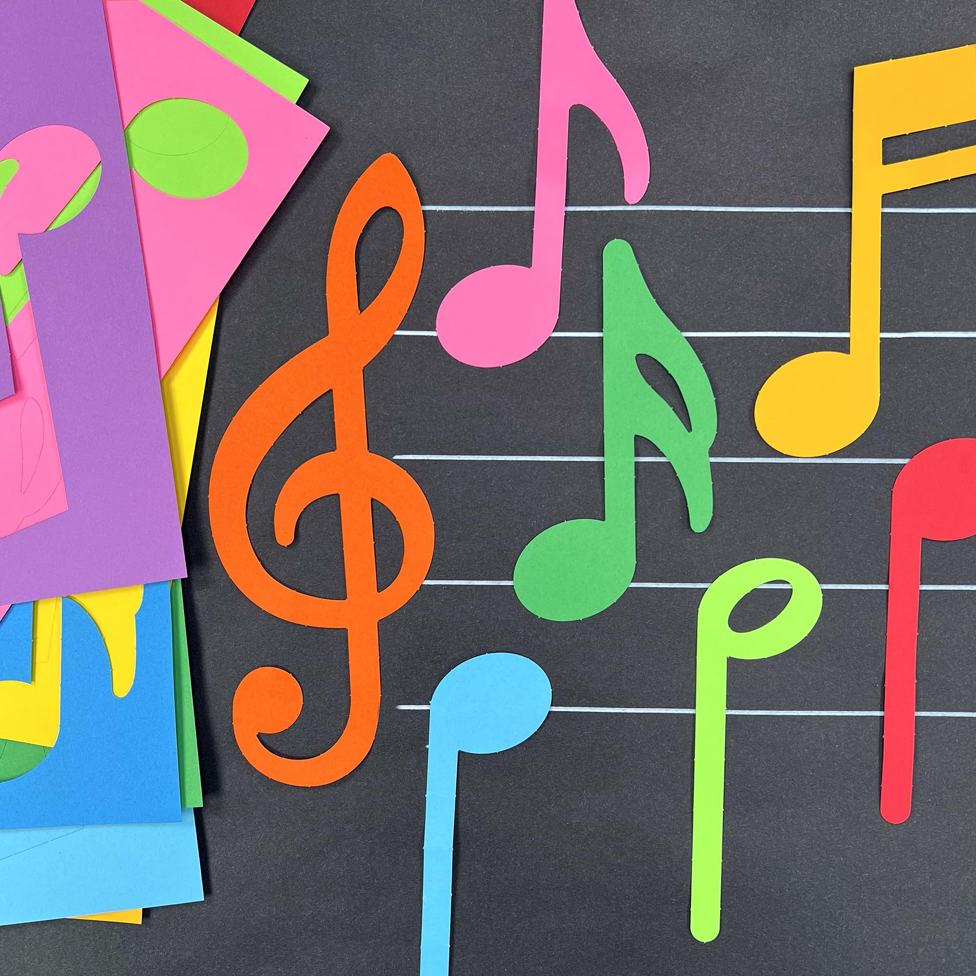 70pcs Colorful Music Notes Cutouts Musical Party Decorations in 7 Designs, US Made Card Stock Easy Punch Out, Music Concert, 50s Rock & Roll Party, Musical Play, Bulletin Board, Music Themed Crafts