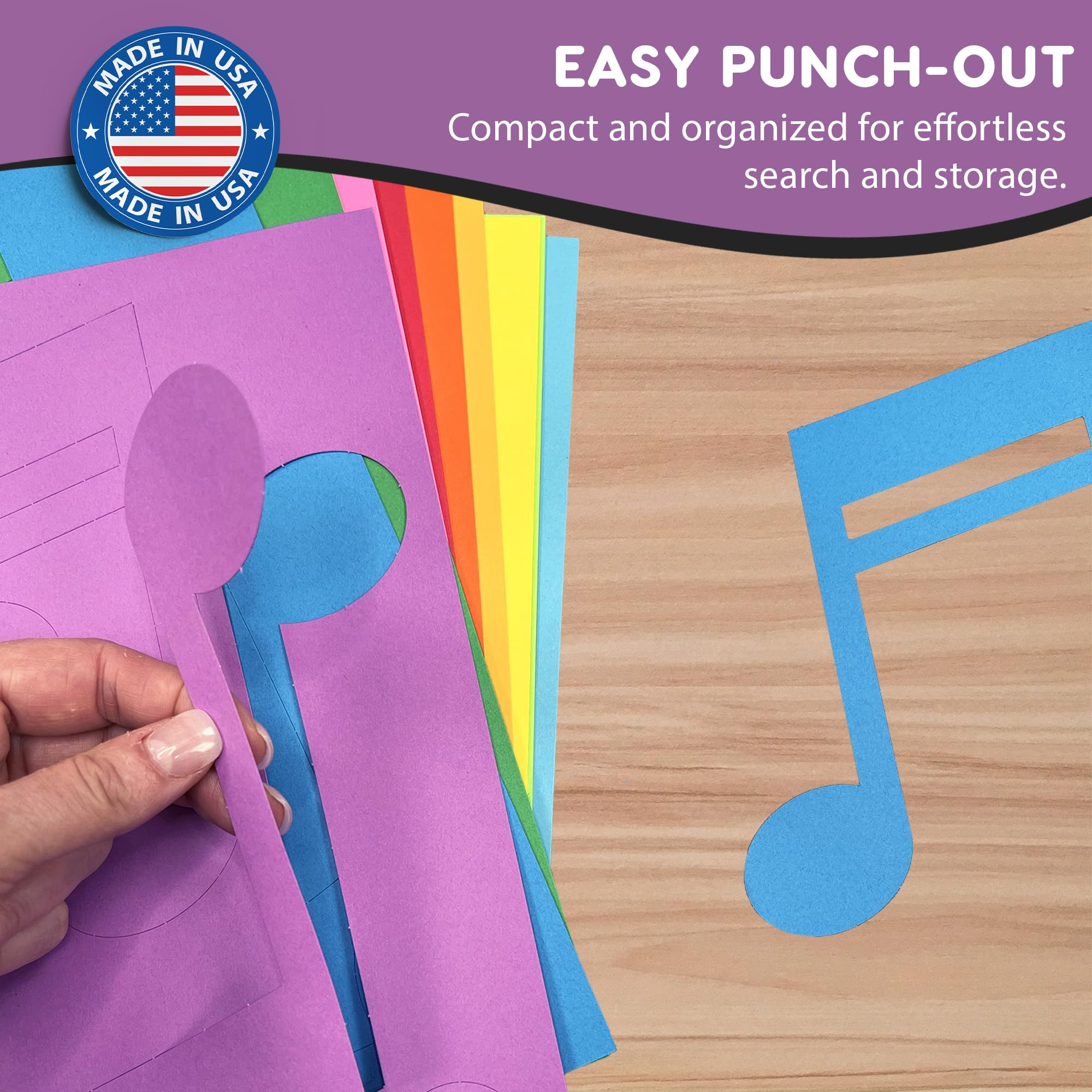 70pcs Colorful Music Notes Cutouts Musical Party Decorations in 7 Designs, US Made Card Stock Easy Punch Out, Music Concert, 50s Rock & Roll Party, Musical Play, Bulletin Board, Music Themed Crafts