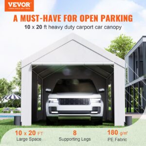 VEVOR Carport 10x20ft, Upgraded Version Car Canopy Portable Garage, Heavy Duty Car Port with Roll-up Ventilated Windows & Removable Sidewalls, UV Resistant Waterproof All-Season Tarp for SUV Truck