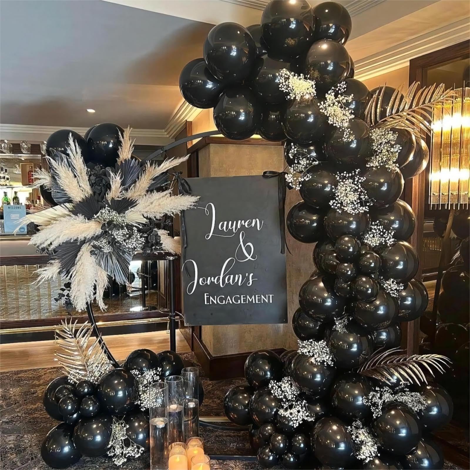 150pcs Black Balloons, 5 inch Latex Balloons, Helium Black Party Balloons for Birthday Baby Shower Wedding Graduation Holiday Ballons Party Decor(With 2 Black Ribbons)